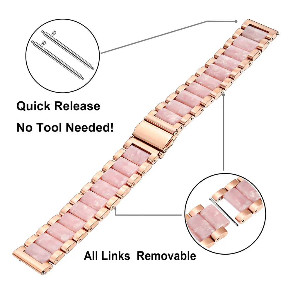 Ремешок для часов из нержавеющей стали и смолы+ устройство для удаления звеньев для Fossil Q Gazer, умный ремешок для часов, женский ремешок из розового золота, браслет на запястье
