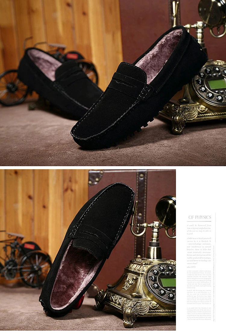 Xizi/ Мужская обувь из натуральной кожи; мужские повседневные удобные кроссовки; мужская теплая обувь без шнуровки на плоской подошве; большие размеры 38-46