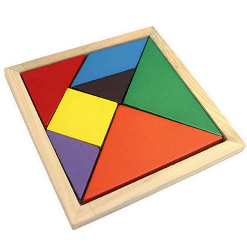 Деревянная головоломка Tangram из 7 частей красочная квадратная игра IQ