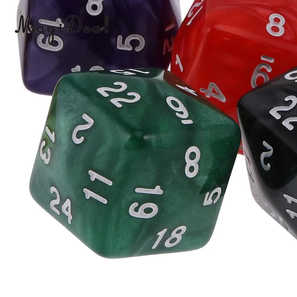 MagiDeal хит продаж 6 шт жемчужные/Непрозрачные многосторонние D24 или D30 кубики для D &