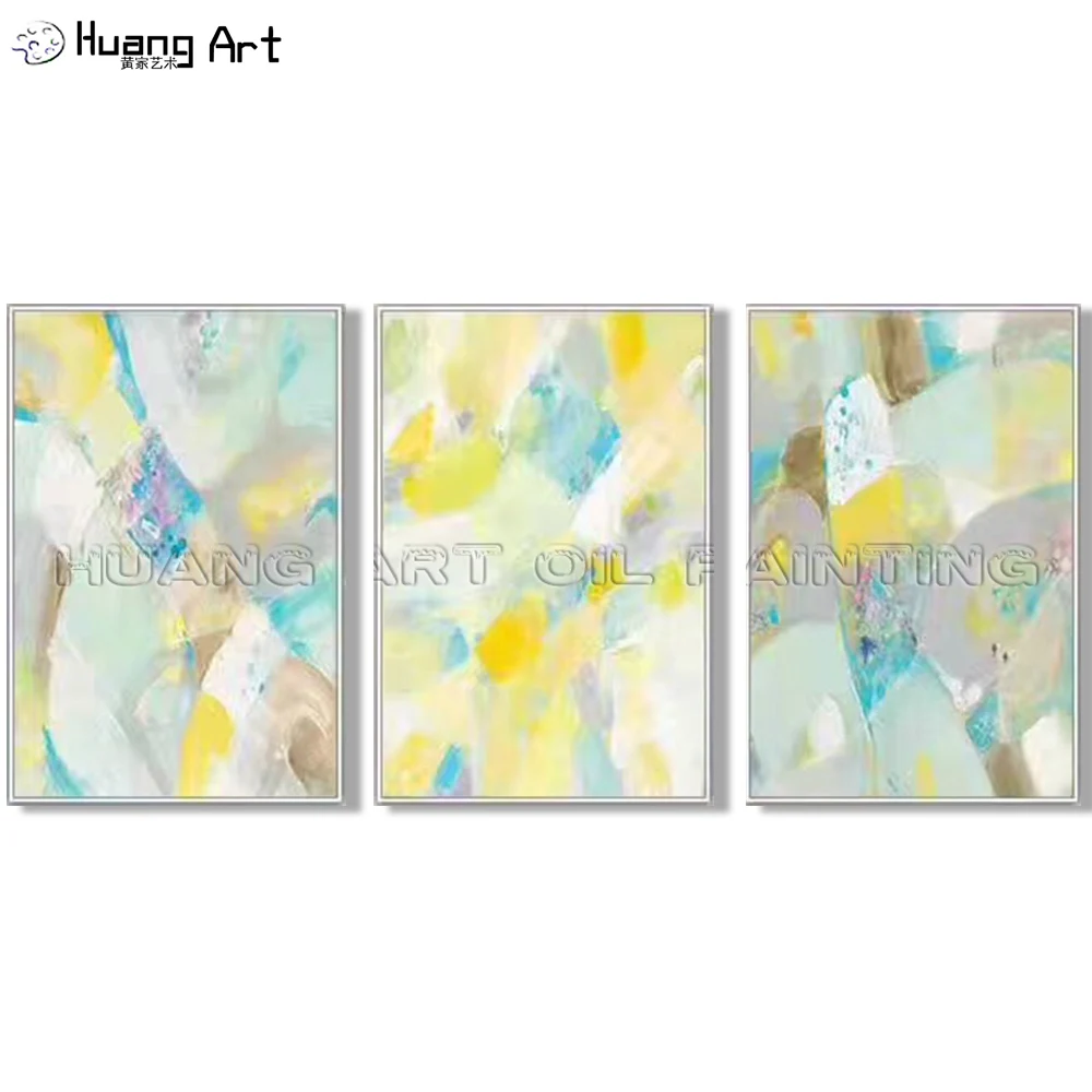 

Artist Hand Painted Yellow Color Lump Abstract Wall Painting for Living Room Decor Modern Bright Colors Oil Painting on Canvas