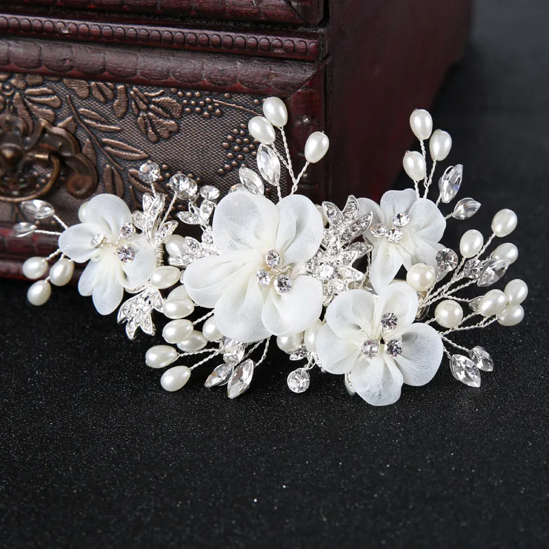  Le Liin New Silk Flower Hair Clip Bridal Hairpin Bride Barrette Headpiece Wedding Hair Accessories 