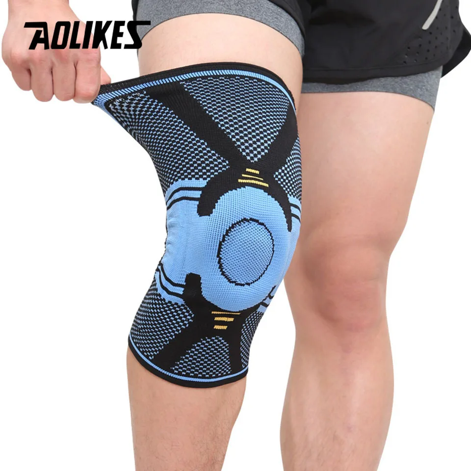 Fitness Running Knee Support Protect Gym Sport Braces Kneepad Elastic Nylon Silicon Padded