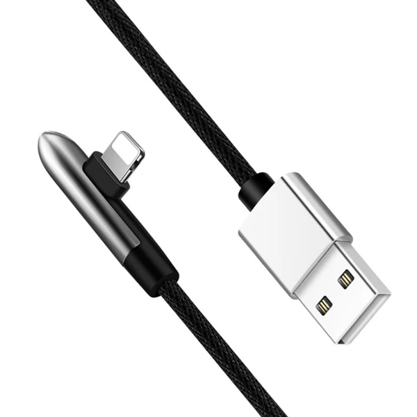 ACCEZZ 90 градусов USB кабель для Apple 2.4A Зарядка данных USB кабель для iPhone X XS MAX XR 8 7 6 6S 5S Plus освещение зарядное устройство Шнур - Цвет: Black