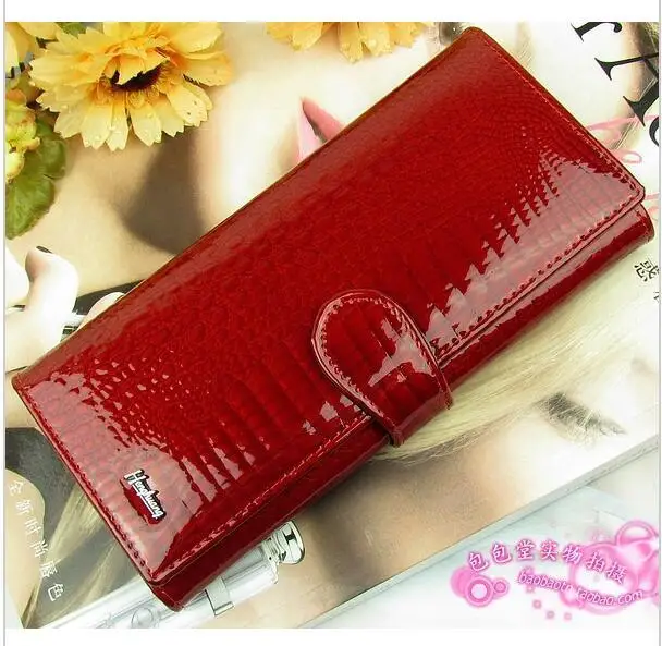 

Classic crocodile pattern cowhide leather long design women wallet genuine leather japanned female wallet