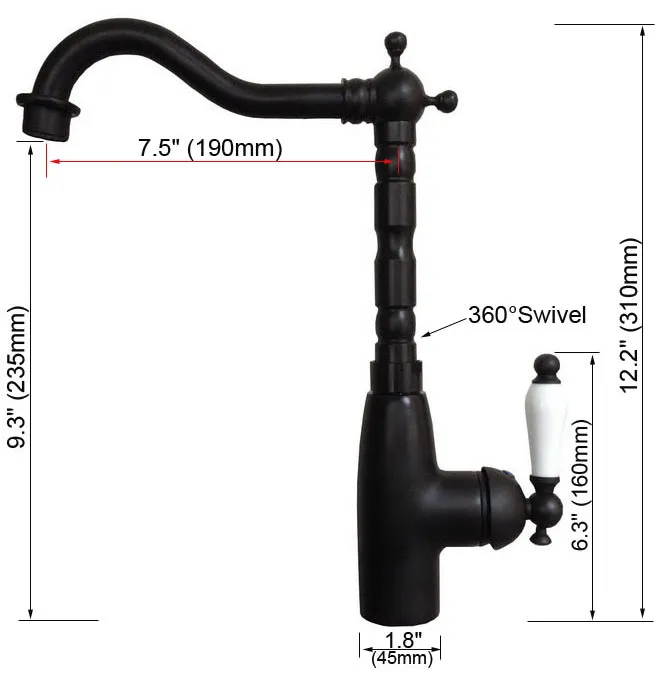 Swivel Spout Water Tap Oil Rubbed Black Bronze Kitchen Sink & Bathroom Faucet Basin Mixer Tap asf106