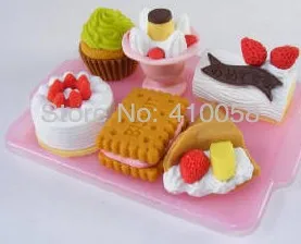 

Free shipping Kawaii Japanese School stationery food Eraser Biscuits Eraser Candy Eraser 25 pieces Per Lot
