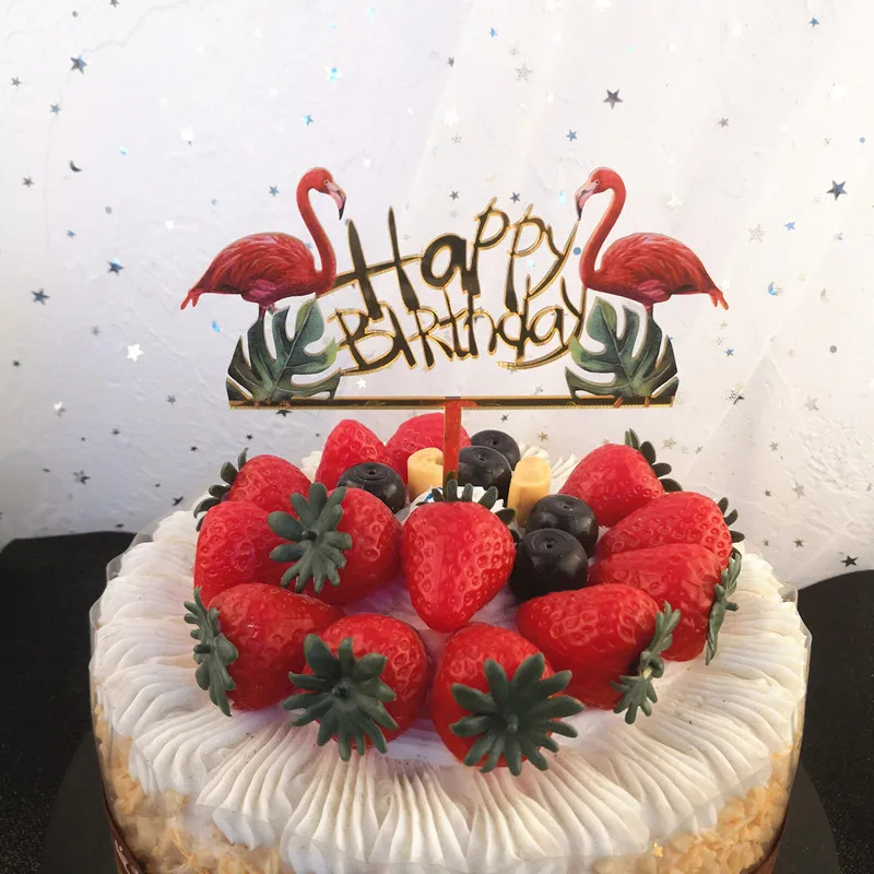 

1PC Happy Birthday Cake Topper Colourful Unicorn Flamingo Flower Balloon Acrylic for Unicornio Party Decoration Dessert Gifts