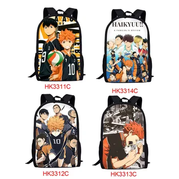 

INSTANTARTS Japan Anime Boy Set Backpack Haikyuu Karasuno High School Volleyball School Bag for Children Kid Bagpack 17Inch Bag