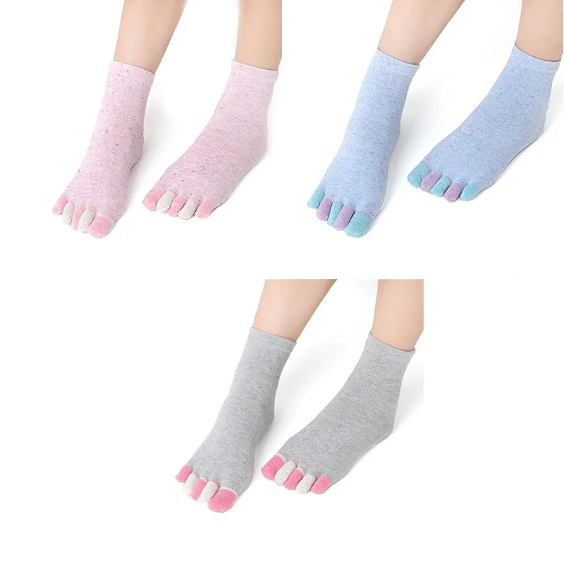 3 пары хлопковых ярких цветов, носки для йоги, пять пальцев, массаж пальцев ног, женские носки, дышащие, полный каблук для внутреннего балета, пилатес - Цвет: Mixed 10