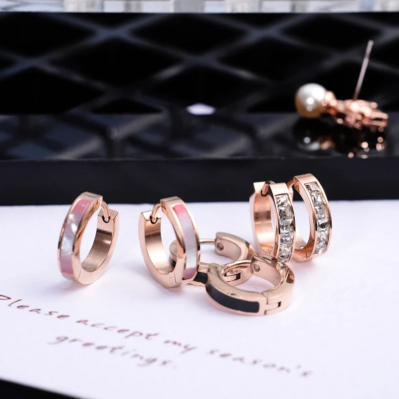 YUN RUO Новое поступление модные простые квадратные серьги-кольца розового золотистого цвета женский подарок девушке титановая сталь ювелирные изделия не выцветают