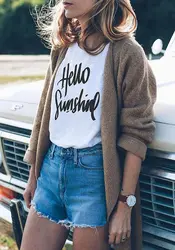 Hello Sunshine футболка Boho Стиль Футболка Женская Топ с девизом blusa tumblr футболка для девочек топы Красивая майка Модная Футболка