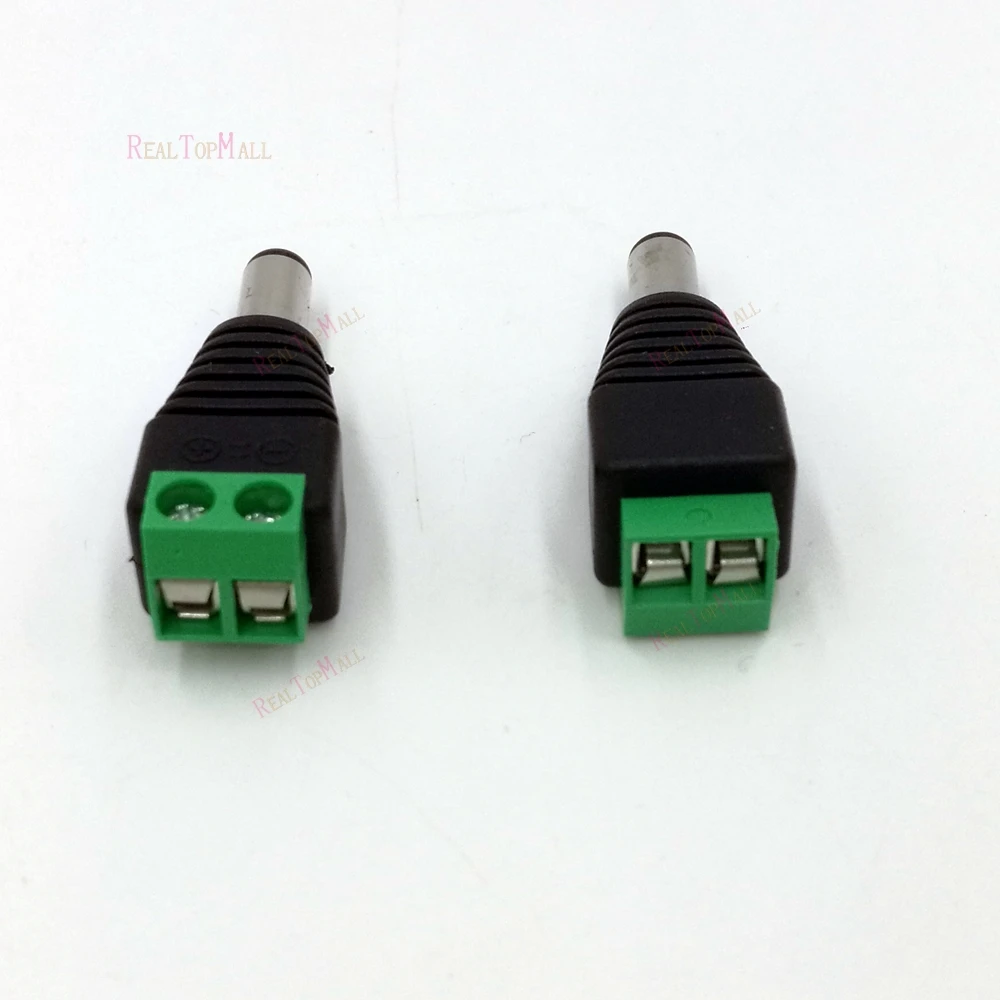 100Pcs/lot 2.1mm DC Connector CCTV Male Plug Adapter Cable UTP Camera Video Balun Connector