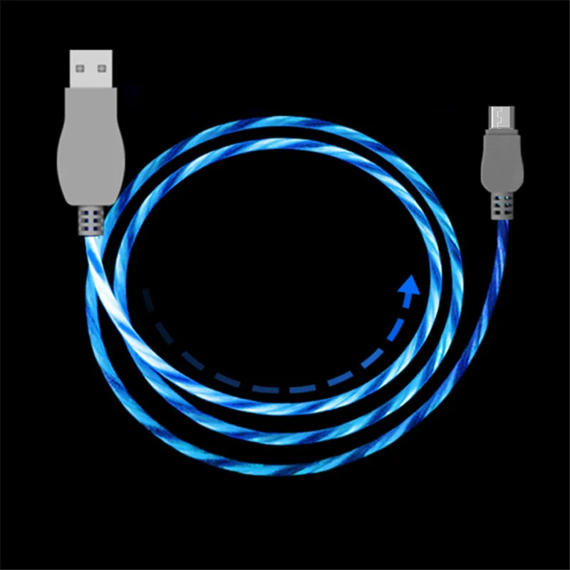 Led كابل يو اس بي فلاش تضيء كابل نقل بيانات الهاتف المحمول شاحن سامسونج S7 S8 S9 Xiaomi هواوي الروبوت نوع-C 1 M كابل نقل بيانات