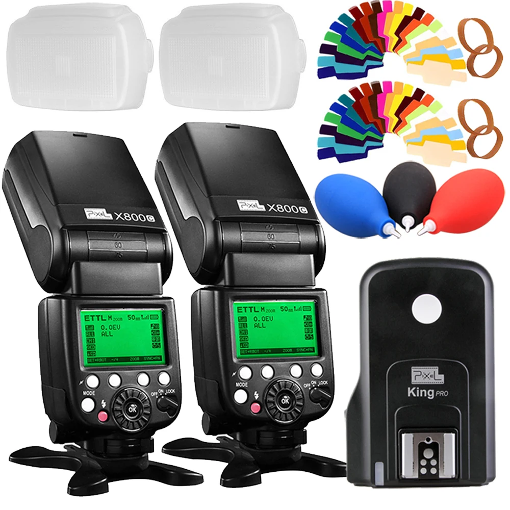

2x Pixel X800C PRO GN60 E-TTL FSK 2.4GHz Radio Wireless HSS Flash Speedlite + King Pro Transmitter for Canon DSLR camera