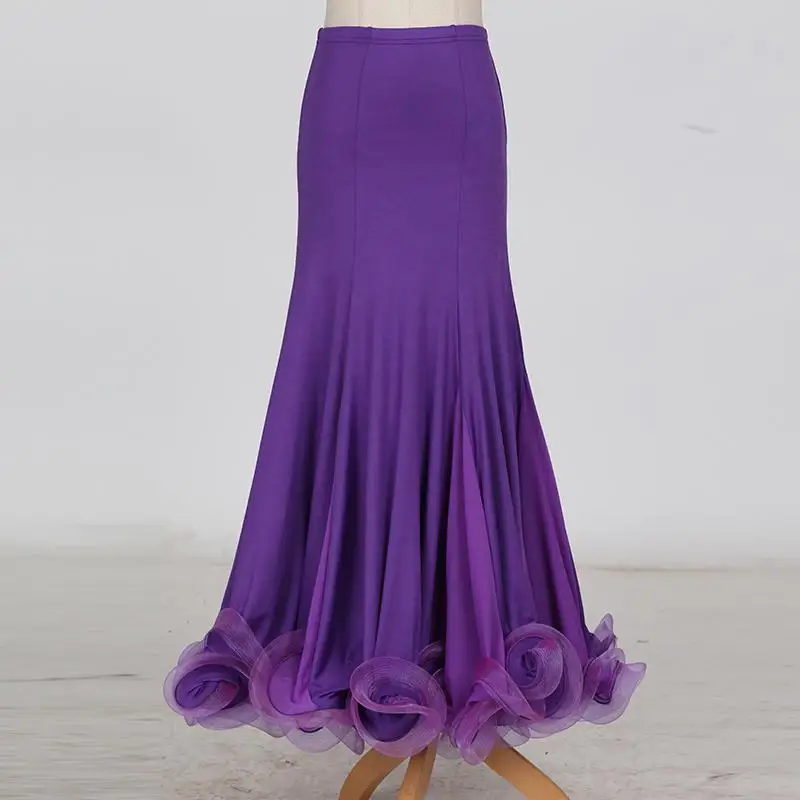 Новая женская юбка для бальных танцев, вечерние наряды для выступлений, современный стандарт вальса, танго, танцевальное платье, испанские танцевальные соревнования - Цвет: Purple
