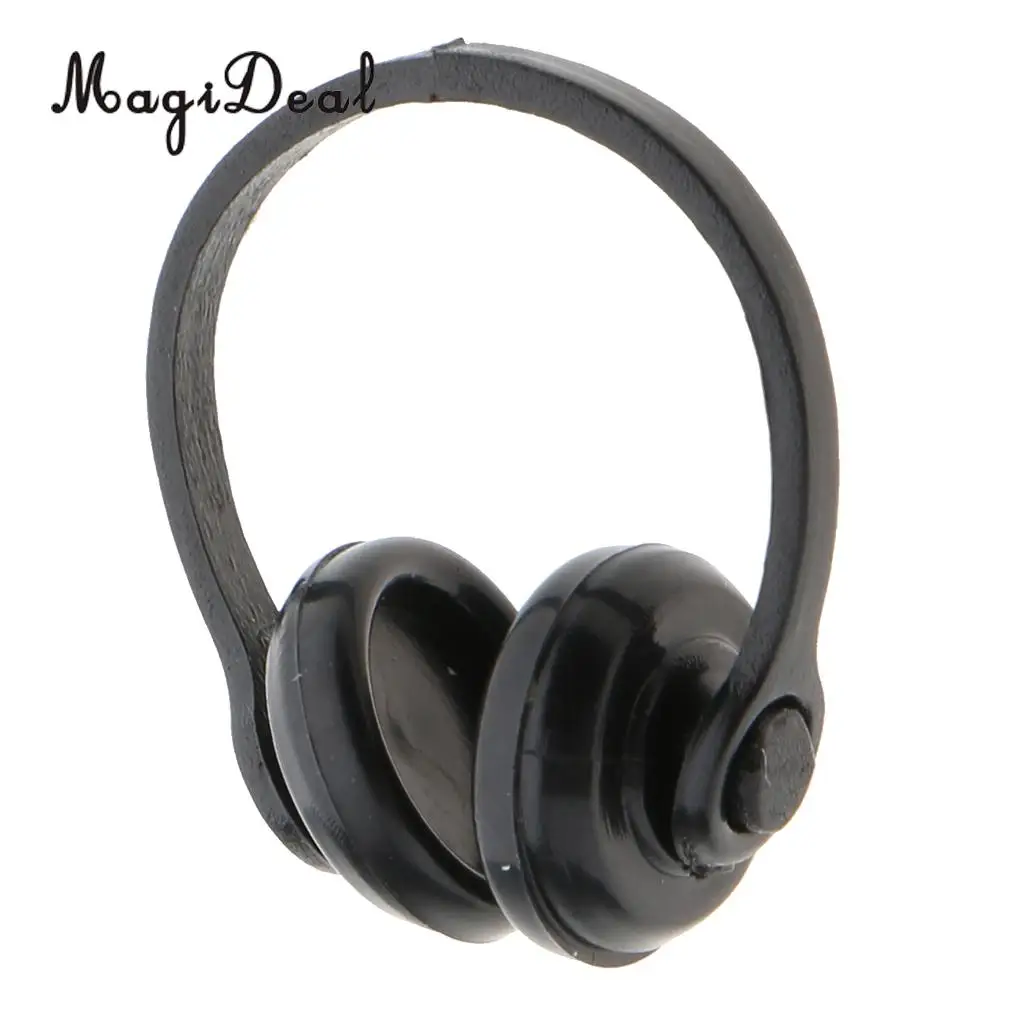One PIece 1/12 Scale Dollhouse Miniature Decoration Accessories Black Earphone Headphone Headset Model Children Kids Toy