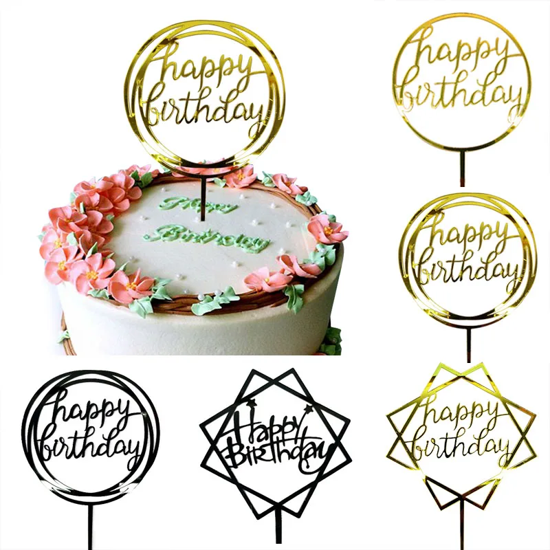 1 шт золотые серебряные сверкающие топперы для кексов свадебные принадлежности Топпер для торта «С Днем Рождения» для детского душа украшения для дня рождения