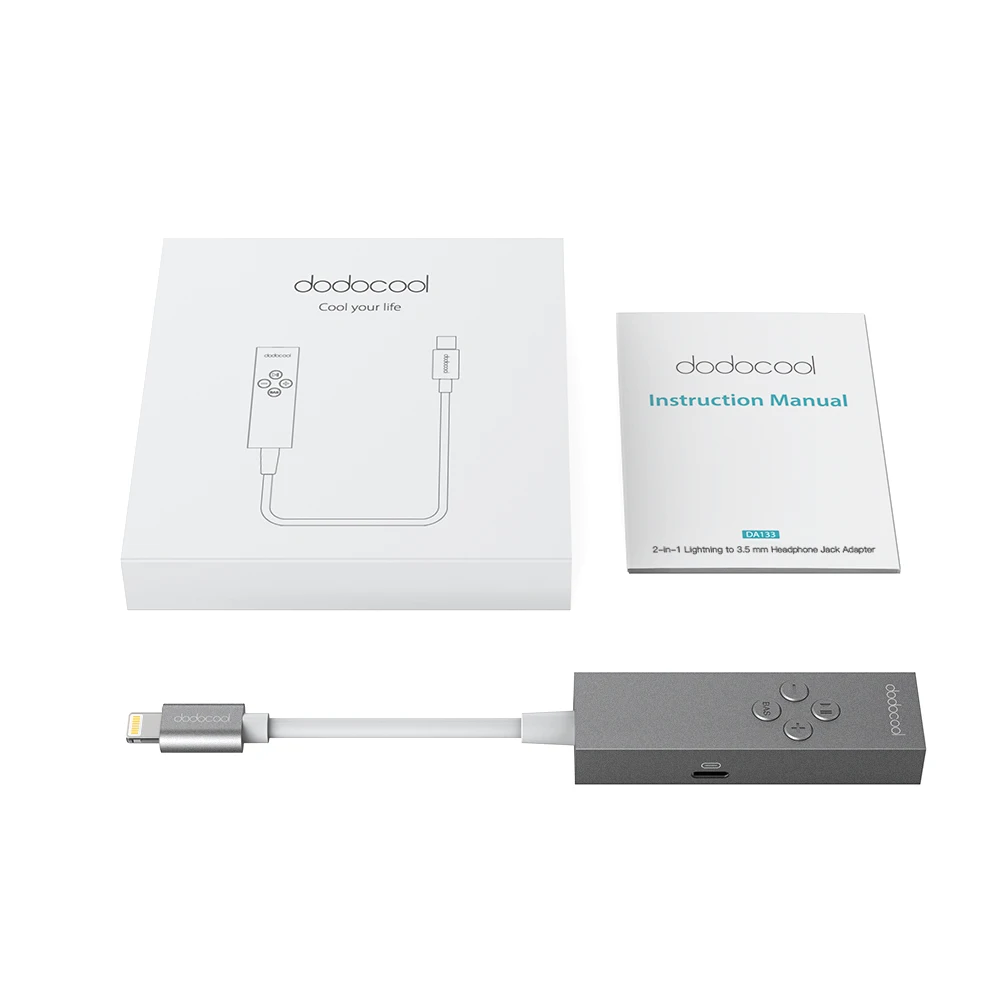 dodocool MFi Lightning to 3 5 mm Headphone Adapter with In line Remote Bass Boost Data Sync Charging Music for iPhone X 8 Plus