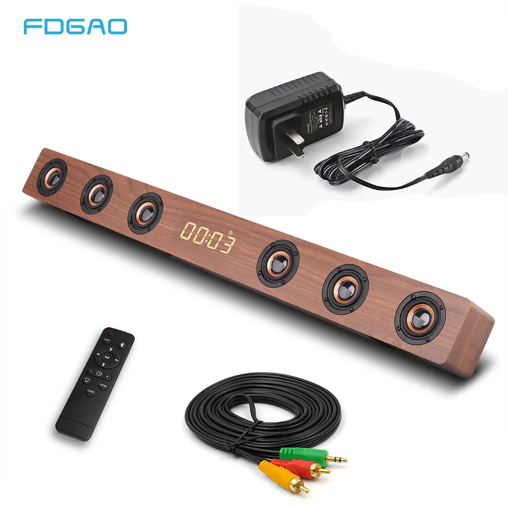 

FDGAO Household Wooden Bluetooth Speaker Wireless Bluetooth Remote Control Subwoofer Wall-mounted TV HDMI Soundbar Clock Speaker