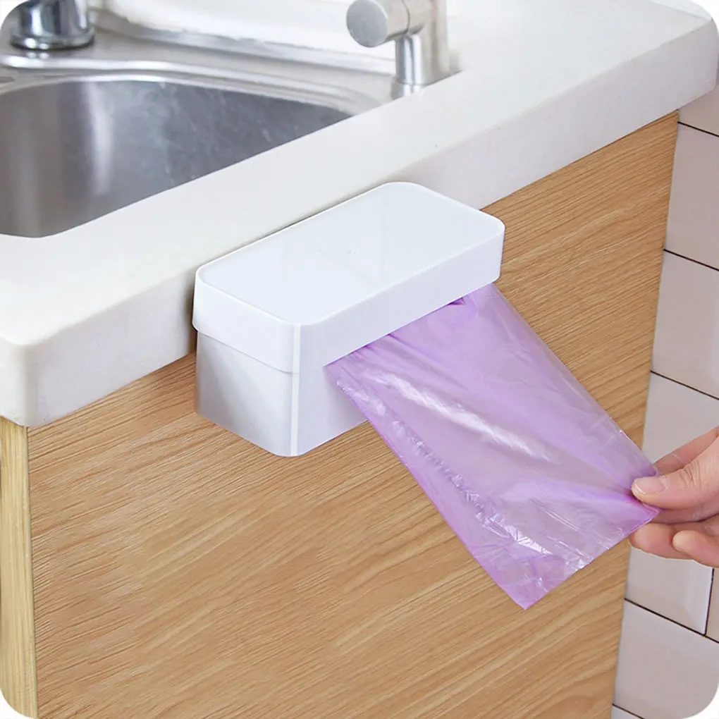 Home Wall mounted Garbage Bag Storage Box Kitchen Bathroom Plastic Bag