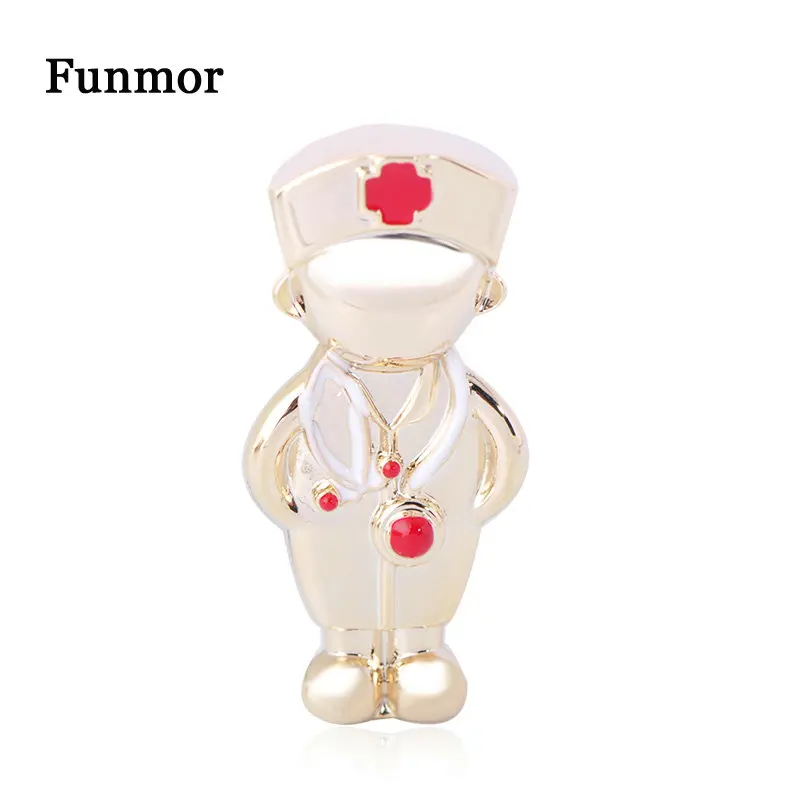 

Funmor Doctor Brooch Alloy Enamel Pins For Men Boys Uniform Coat Garment Collar Decoration Jewelry Work Banquet Accessories Gift