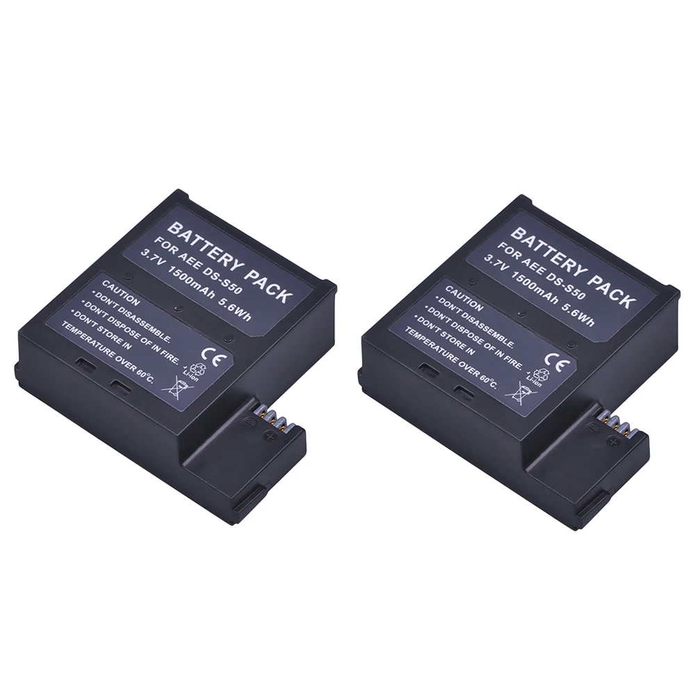 

PowerTrust NEW 2x 1500mAh DS-S50 DSS50 S50 Replacement Battery Accu for AEE D33 S50 S51 S60 S71 S70 Camera