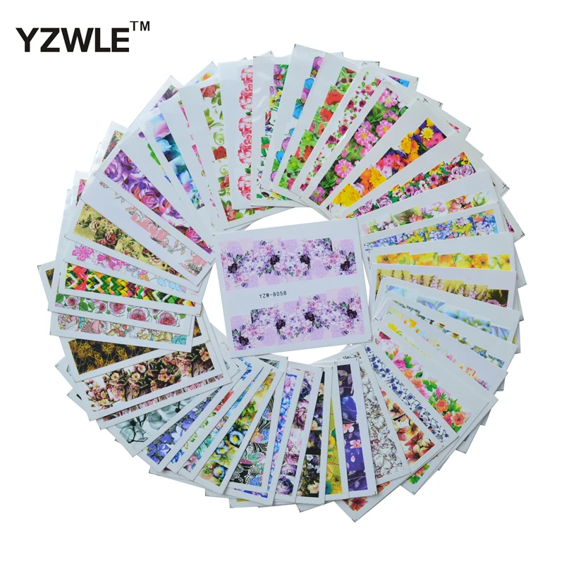 

YWK 47 Sheets DIY Decals Nails Art Water Transfer Printing Stickers Accessories For Manicure Salon