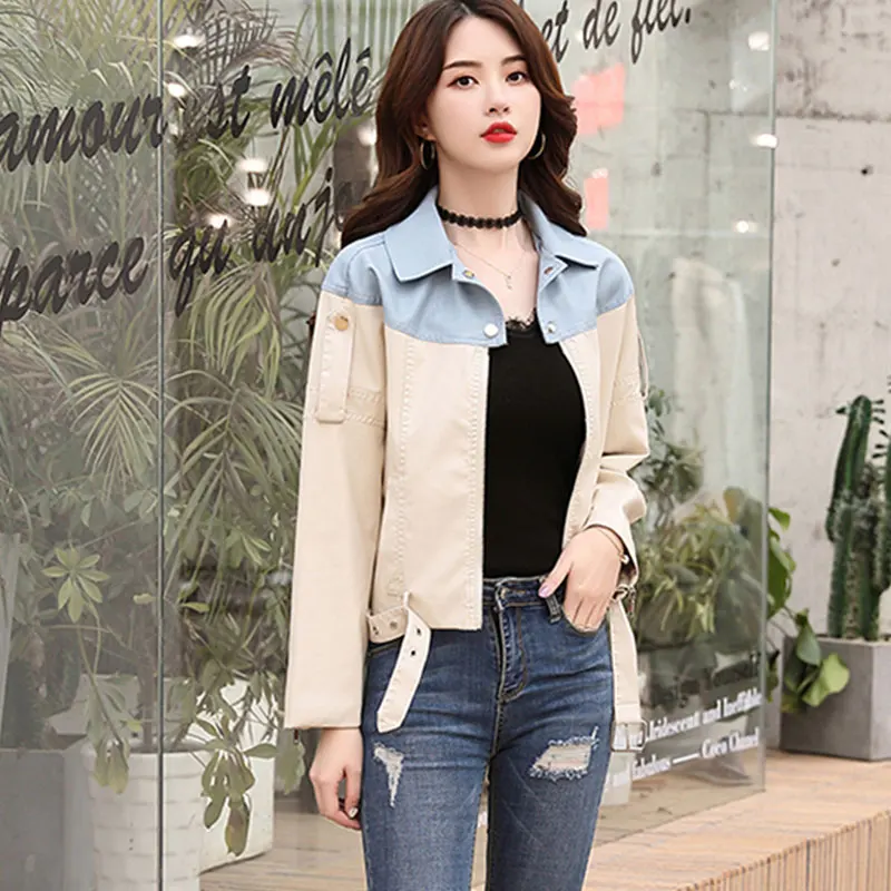 Taille En Femmes 381 Mode Deri black Cuir Printemps Lavé Automne 2019 La Plus De Faux Vestes Ceket Beige Manteau Veste Survêtement 7BpwxI
