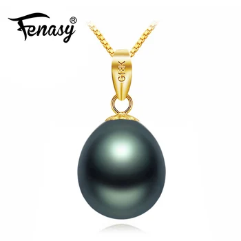 

FENASY 18K Gold Pendant Pink Pearl Jewelry Necklaces & Pendant For Lovers Brand Black Pearl Pendants Send S925 Silver Necklaces
