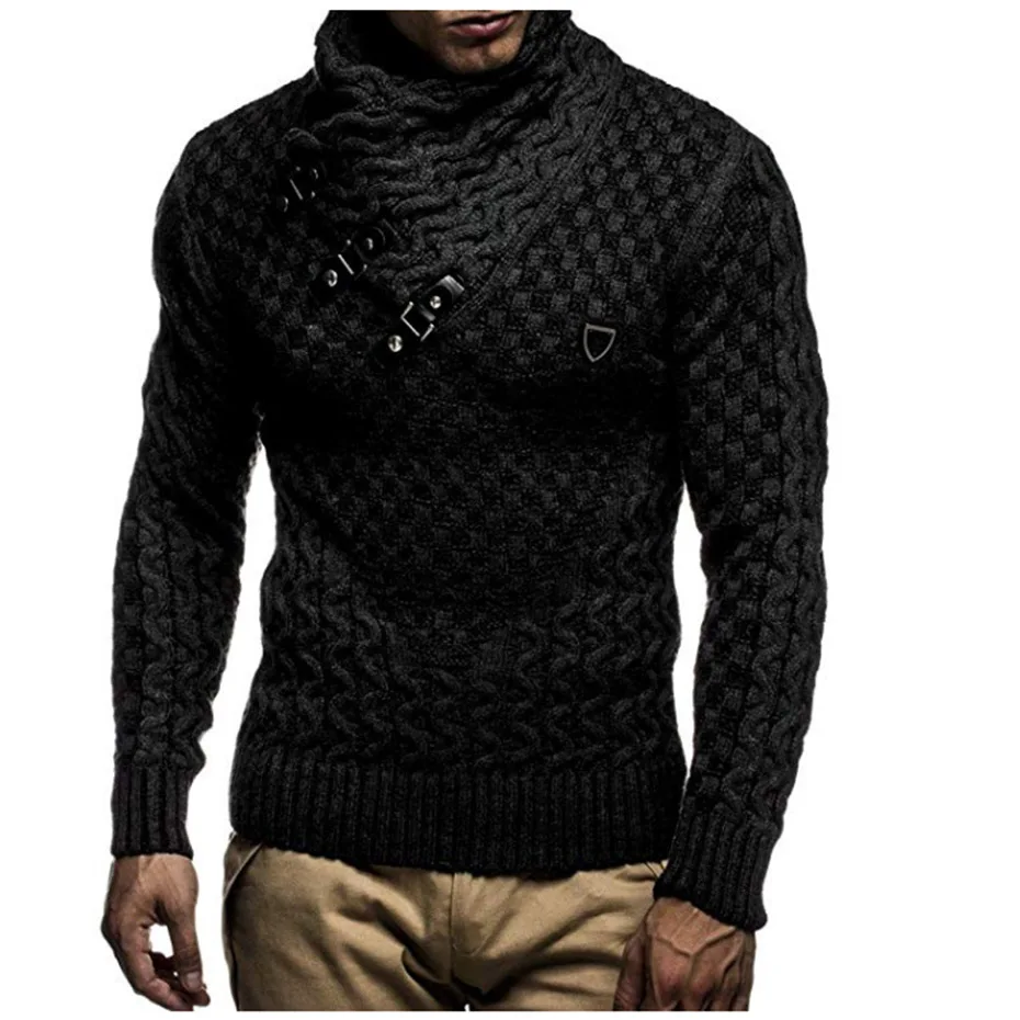 Men Sweaters 2019 Warm Hedging Turtleneck Pullover Sweater Man Casual Knitwear Slim Autumn Winter Sweater Men Brand Clothing