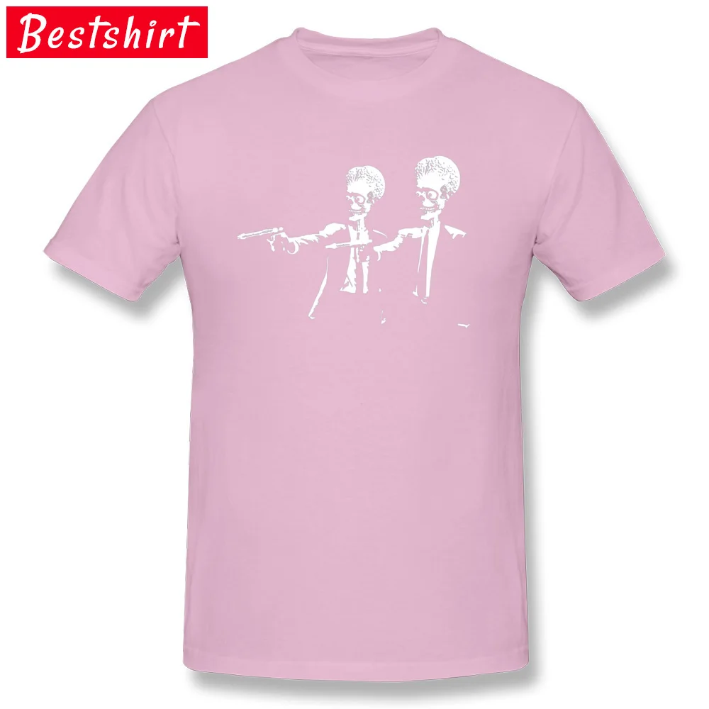 Simple Style Mars Attacks Pulp Fiction 4874 April FOOL DAY Tops Shirt New Design Crew Neck 100% Cotton Tees Men T-shirts Mars Attacks Pulp Fiction 4874 pink