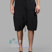 27-44! Новинка Для мужчин одежда летние жидкости шнурок Лоскутная капри штаны-шаровары Большие размеры певица костюмы