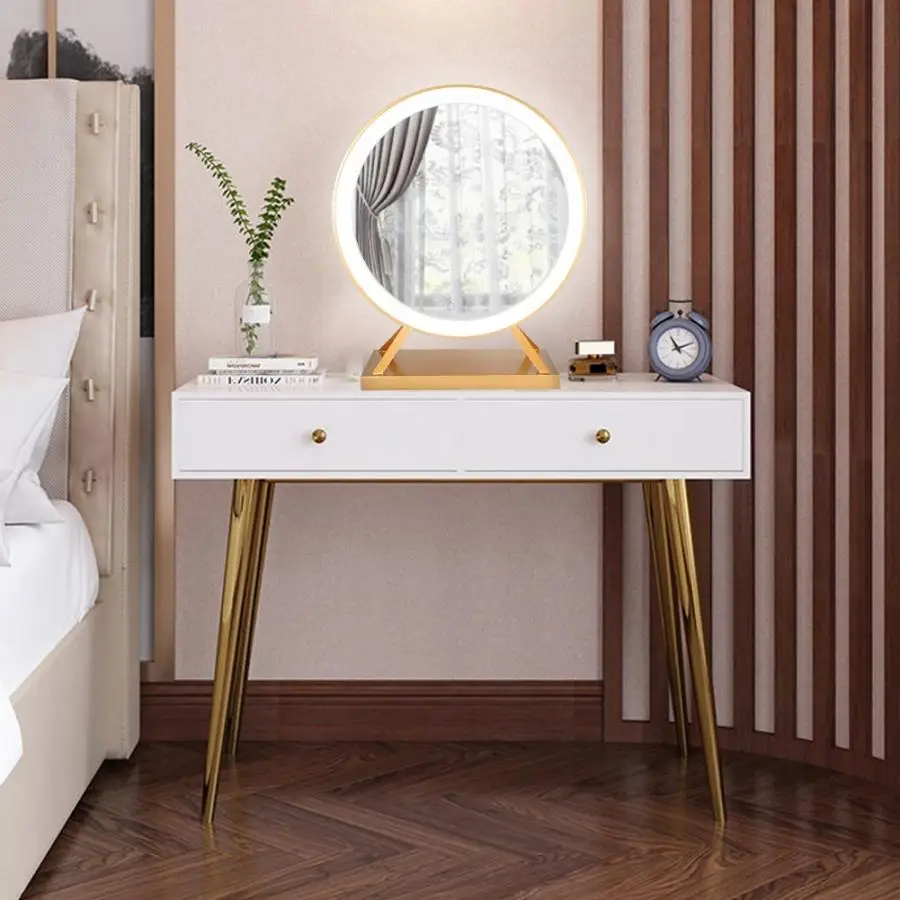 

Portable Rounded Desk LED Light Dimmable Cosmetic Makeup Mirror Charging Lamp 100-240V US Plug LED Mirror