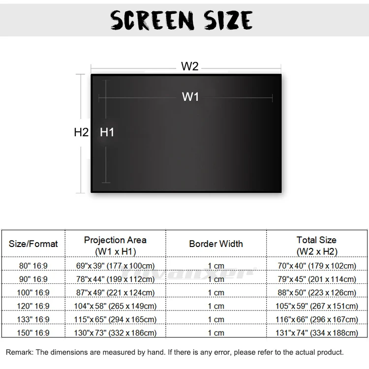 Окружающий свет отвергая ALR проектор экран 80 "-150" анти-свет проекционные экраны без рамки