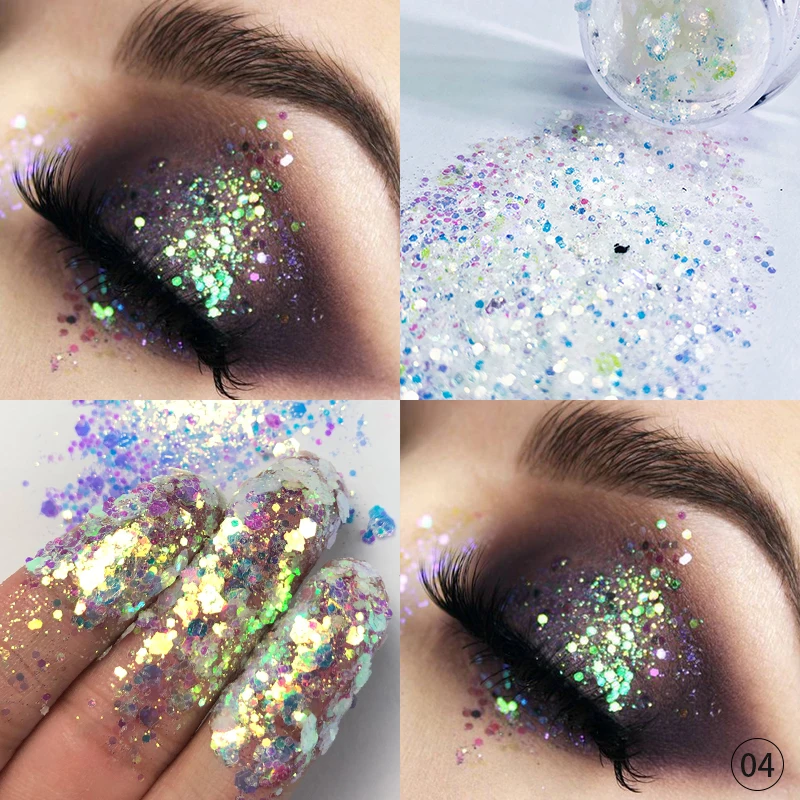 

Pudaier New Shining Sequins Laser Eye Shadow DIY Cosmetics Glitter Eyeshadow Powder Makeup Party Festival Eyes Pigment Makeup