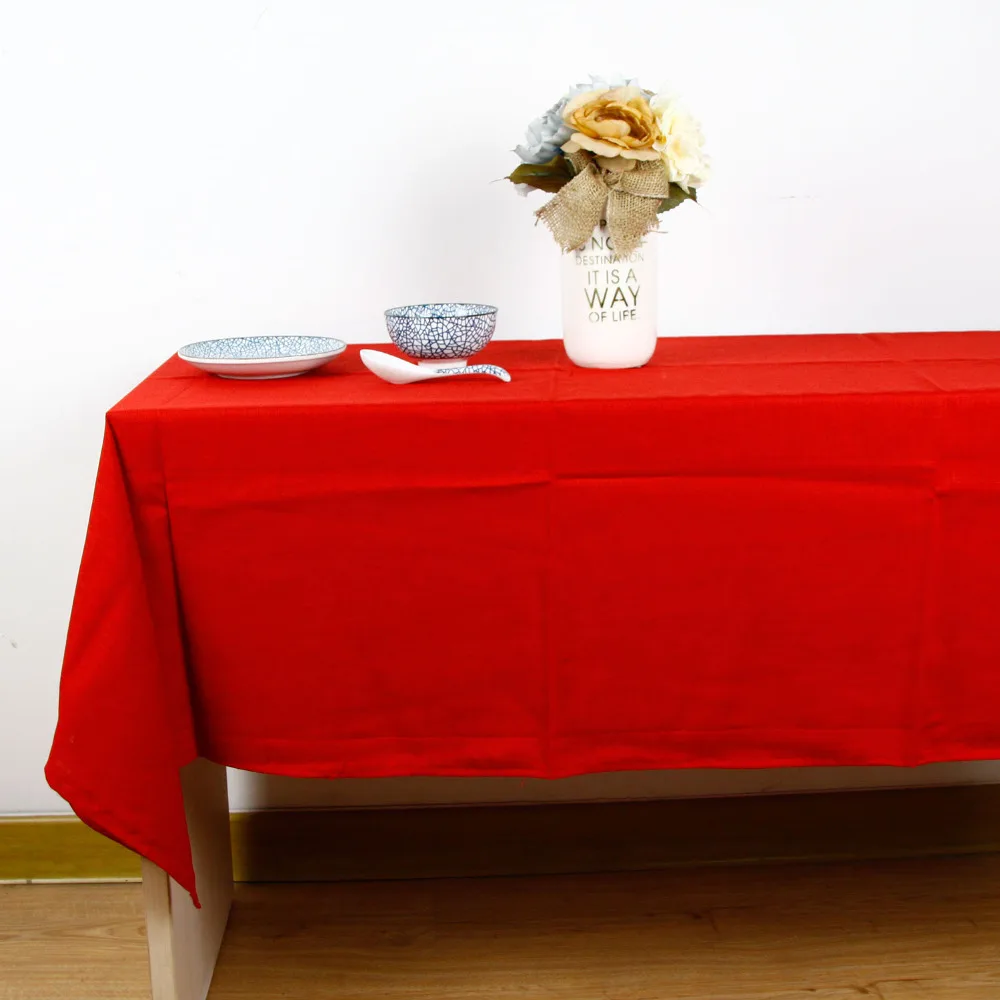 

2017 New Solid Tablecloth for Dinner Style High Quality Cloth Bohemia Style Decorative Slub Cotton Linen Table Cloth 4 Colours
