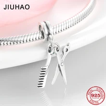 Модное моделирование стерлингового серебра 925 ножницы и гребень подвески подходят Pandora оригинальное ожерелье браслет бусины ювелирные изделия