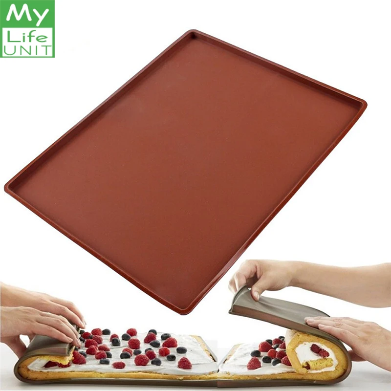 

MYLIFEUNIT Swiss Roll Mat Non-stick Oven Silicone Mat Roll Mat Carpet Functional Baking Pad Bake Swiss Roll Cake Pad Tools
