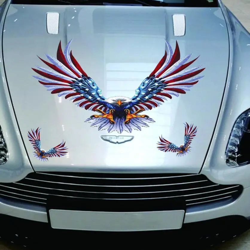 

Car-styling Eagle Stickers Decal Flying Hawk Auto Truck Hood Side Eagle USA Flag Sticker July08#2 Dropship
