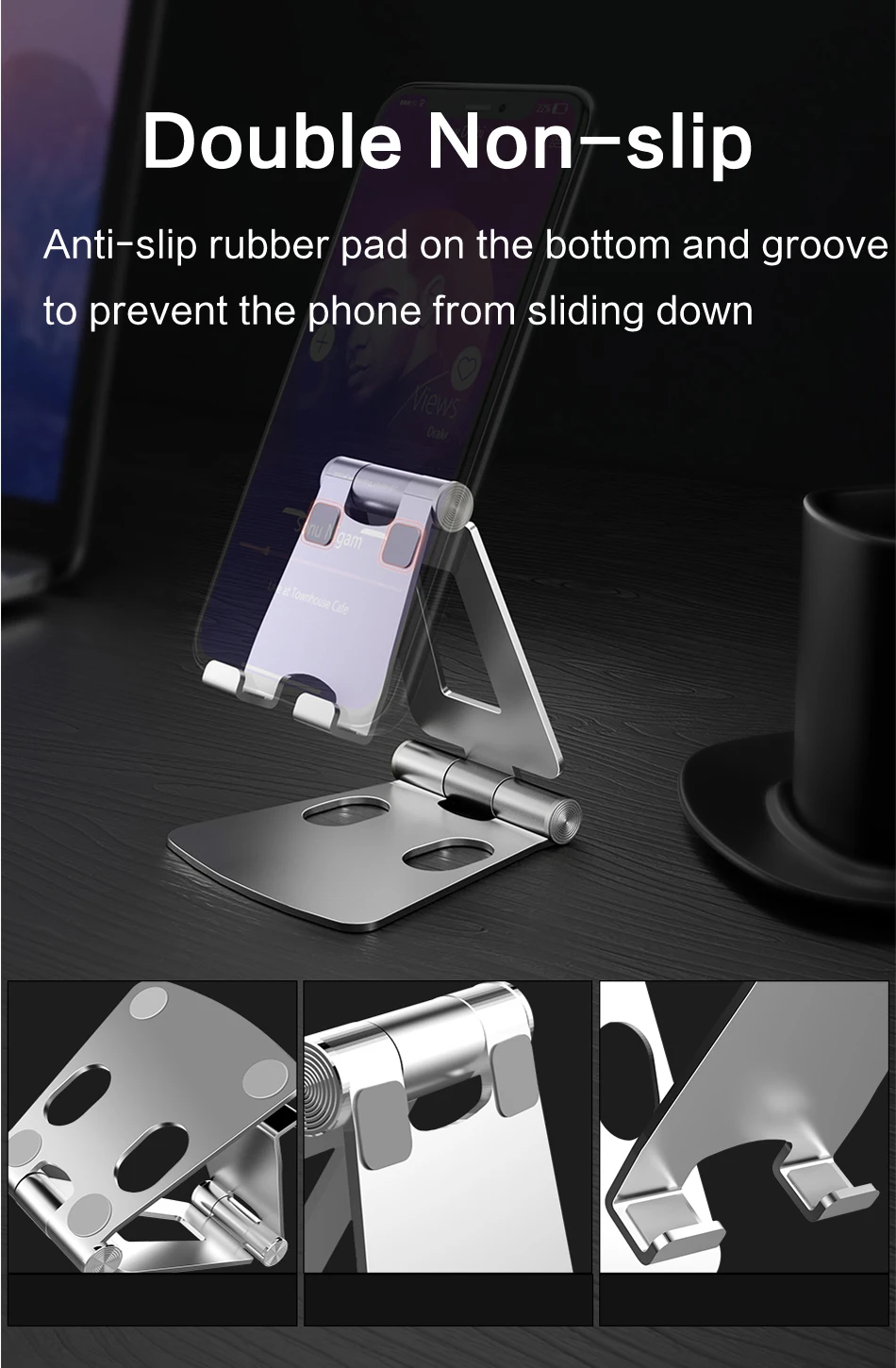 Adjustable aluminum alloy phone holder Non-slip Protective foldable Metal Stand Universal Desk Hold