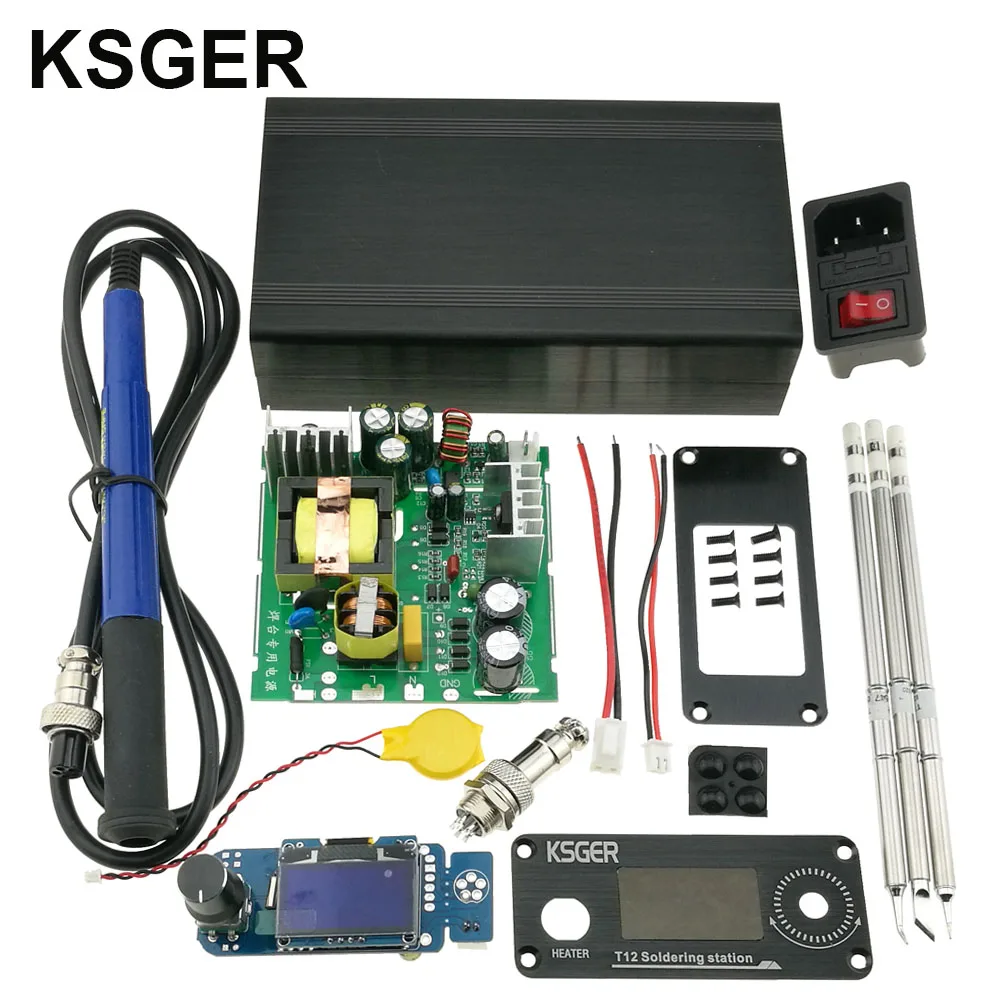 KSGER T12 DIY наборы паяльная станция STM32 V2.1S OLED контроллер температуры инструменты T12 железные наконечники FX9501 ручка из алюминиевого сплава - Цвет: sets 1