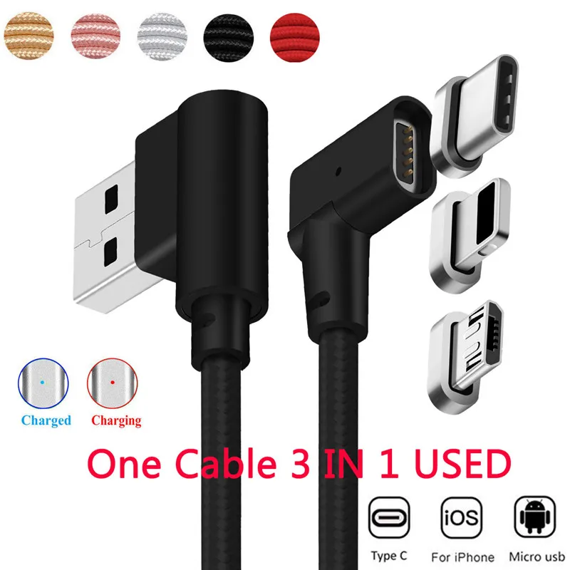 1 M/2 M/3 M 3IN1/Type C/Micro USB/IOS разъемы Магнитный кабель для iPhone 8 7 6 5 Micro USB Type C Быстрый Samsung
