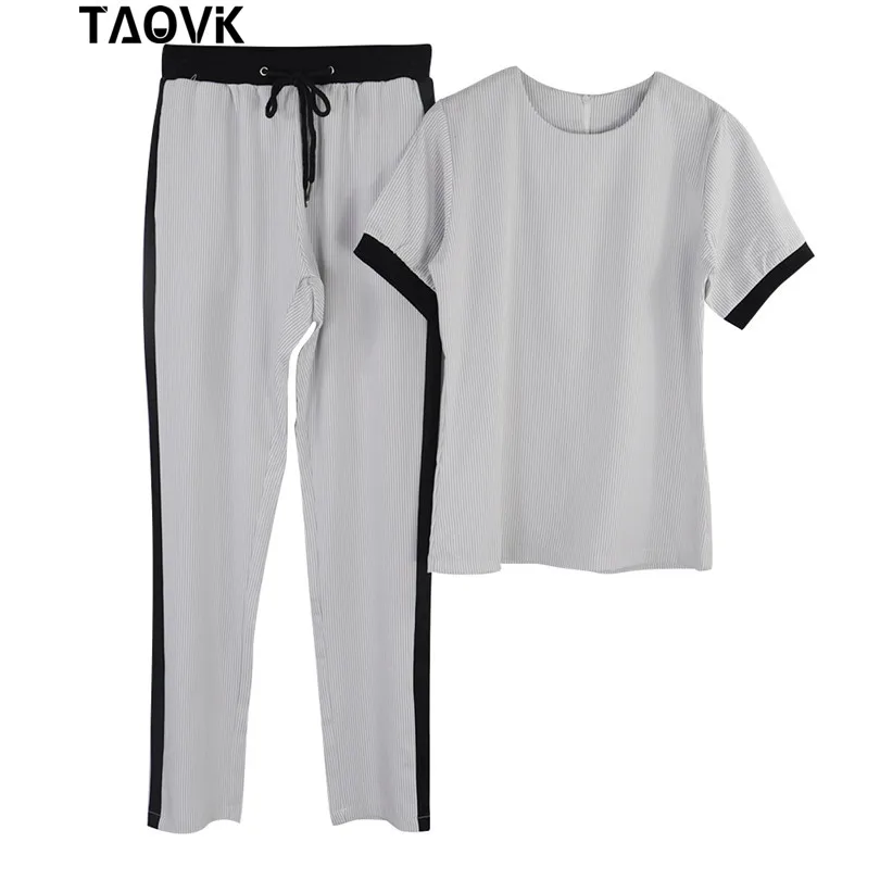 Женский брючный костюм TAOVK комплект из двух предметов: футболка с коротким