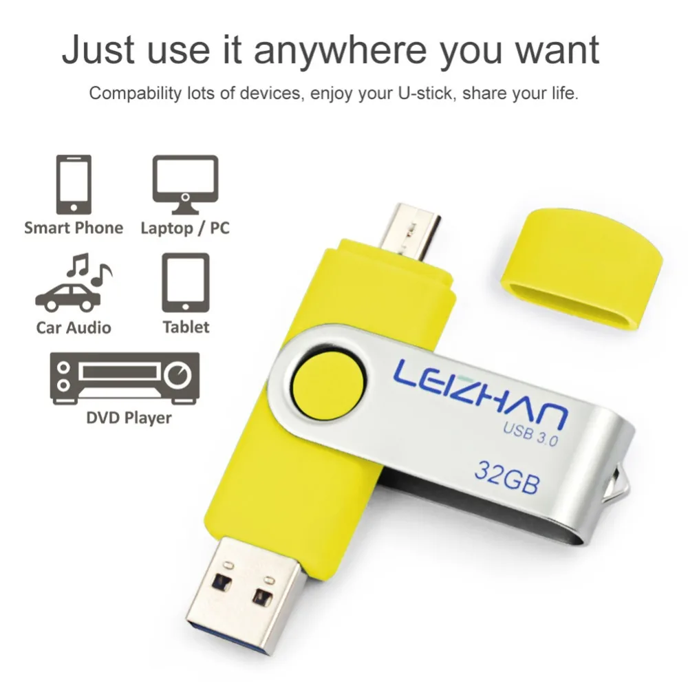 LEIZHAN Android накопитель 8 GB 16 32 ГБ 64 и 128 Гб OTG USB3.0 Flash Drive флешки Memory stick карта памяти