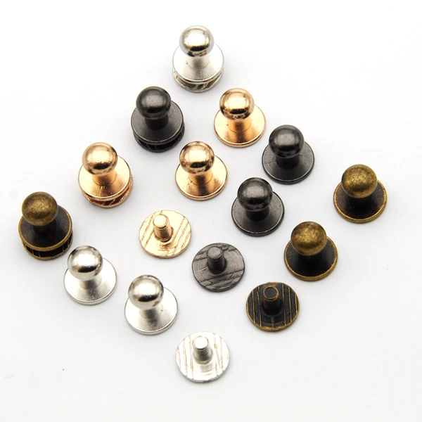 80sets/lot 6*9*9mm alloy screw rivets knob handbag belt shoes watchband