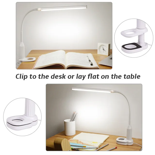 Portable USB LED Desk Lamp 5V 24 Led Touch Sensor Stepless Dimmable Clip Table Light Eye