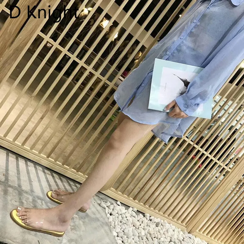 2018 New Summer Women Slippers Slides Yellow White Women Transparent Hollow Out Single Sandals Non-slip Fashion Mules Pink Green (2)