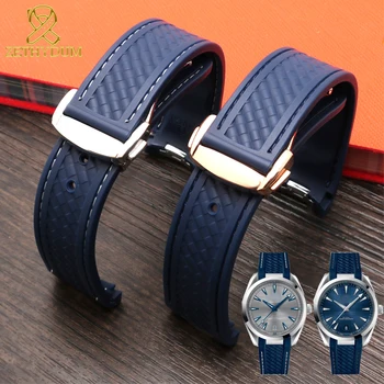 

silicone rubber watch strap 19mm wristwatches band mens watchband 20mm waterproof blue black color accessories belt