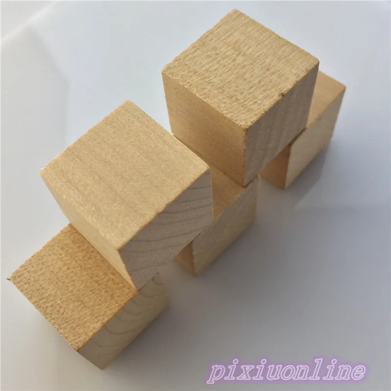 5pcs J136 Locust Wooden Block Natural Square 2*2*2cm Polished no Burr Model